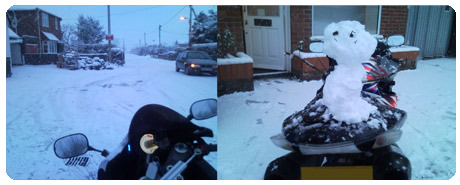 Riding Motorcycle in the snow